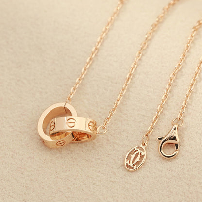 [Luna Brilliance]LOVE DOUBLE RING NECKLACE