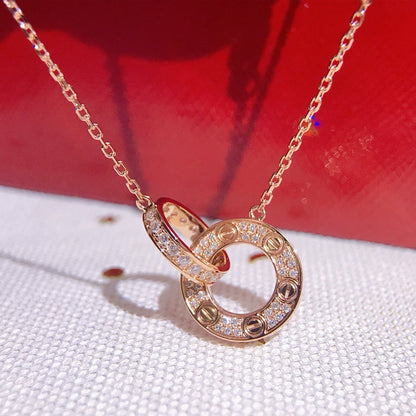 [Luna Brilliance]LOVE  FULL DIAMOND PENDANT NECKLACE