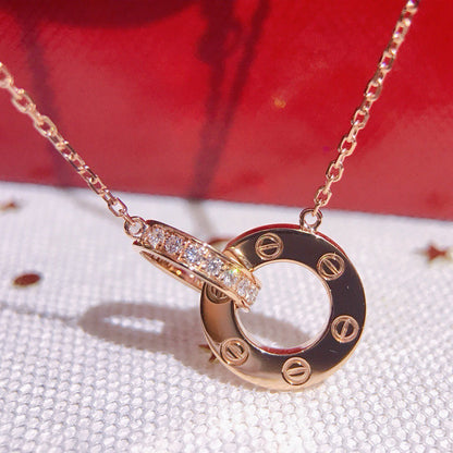 [Luna Brilliance]LOVE  FULL DIAMOND PENDANT NECKLACE