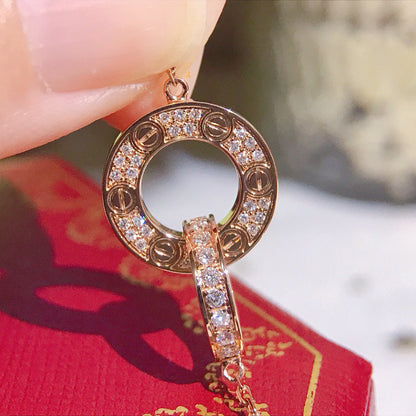 [Luna Brilliance]LOVE  FULL DIAMOND PENDANT NECKLACE