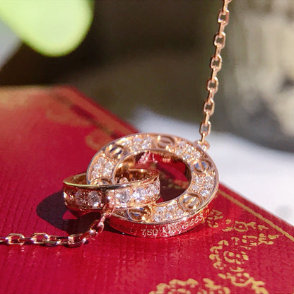 [Luna Brilliance]LOVE  FULL DIAMOND PENDANT NECKLACE