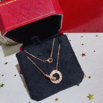 [Luna Brilliance]LOVE  FULL DIAMOND PENDANT NECKLACE