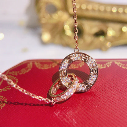 [Luna Brilliance]LOVE  FULL DIAMOND PENDANT NECKLACE