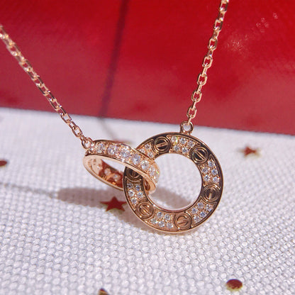 [Luna Brilliance]LOVE  FULL DIAMOND PENDANT NECKLACE