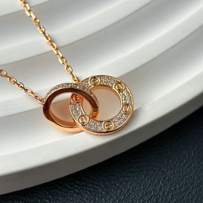 [Luna Brilliance]LOVE  FULL DIAMOND PENDANT NECKLACE