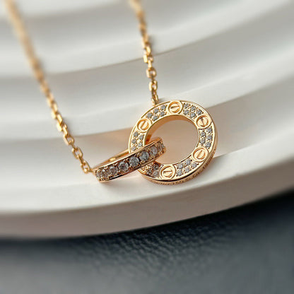 [Luna Brilliance]LOVE  FULL DIAMOND PENDANT NECKLACE