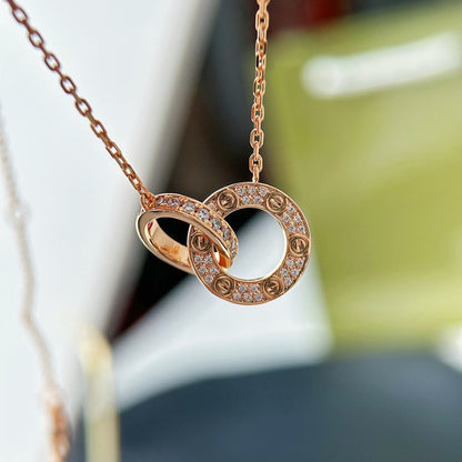 [Luna Brilliance]LOVE  FULL DIAMOND PENDANT NECKLACE
