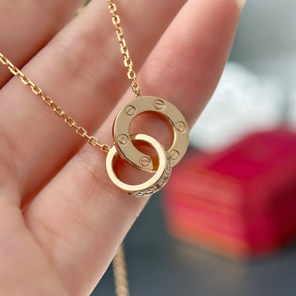[Luna Brilliance]LOVE  FULL DIAMOND PENDANT NECKLACE
