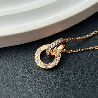 [Luna Brilliance]LOVE  FULL DIAMOND PENDANT NECKLACE