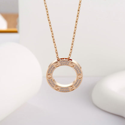 [Luna Brilliance]LOVE NECKLACE 16MM  FULL DIAMOND