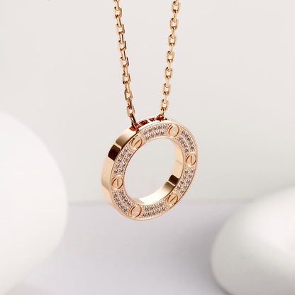 [Luna Brilliance]LOVE NECKLACE 16MM  FULL DIAMOND