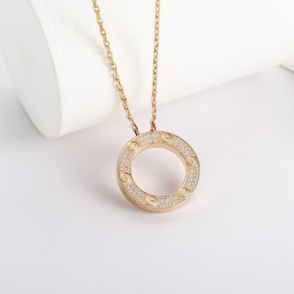 [Luna Brilliance]LOVE NECKLACE 16MM  FULL DIAMOND