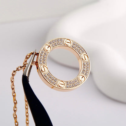[Luna Brilliance]LOVE NECKLACE 16MM  FULL DIAMOND