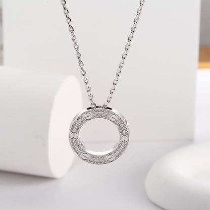 [Luna Brilliance]LOVE NECKLACE 16MM  FULL DIAMOND