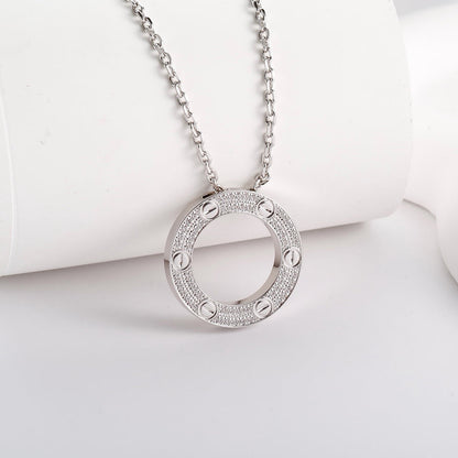 [Luna Brilliance]LOVE NECKLACE 16MM  FULL DIAMOND