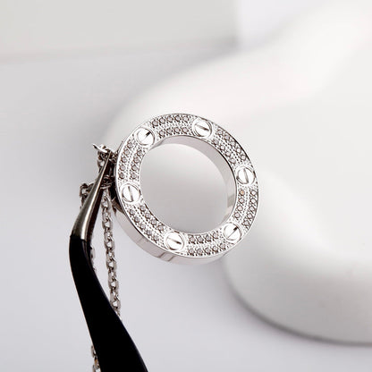[Luna Brilliance]LOVE NECKLACE 16MM  FULL DIAMOND