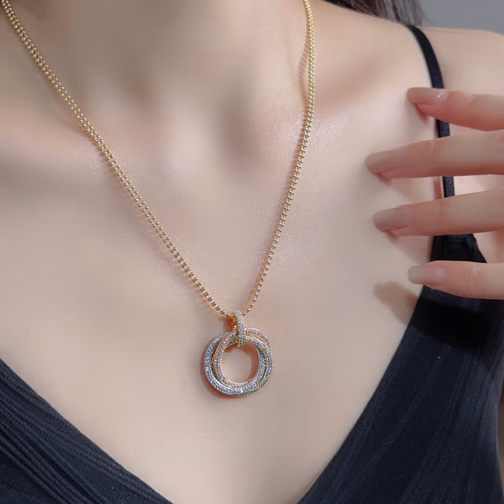 [LORA] TRINITY LARGE FULL DIAMOND  NECKLACE