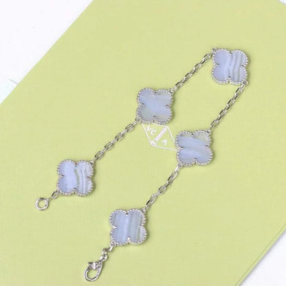 [Luna Brilliance]CLOVER 5 MOTIF PURPLE CHALCEDONY BRACELET COLLECTION