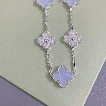 [Luna Brilliance]CLOVER 5 MOTIF PURPLE CHALCEDONY BRACELET COLLECTION