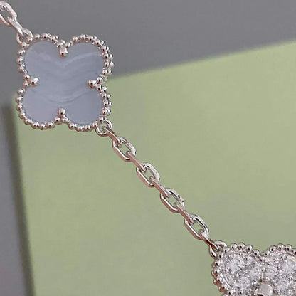 [Luna Brilliance]CLOVER 5 MOTIF PURPLE CHALCEDONY BRACELET COLLECTION
