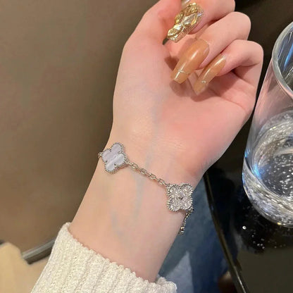 [Luna Brilliance]CLOVER 5 MOTIF PURPLE CHALCEDONY BRACELET COLLECTION