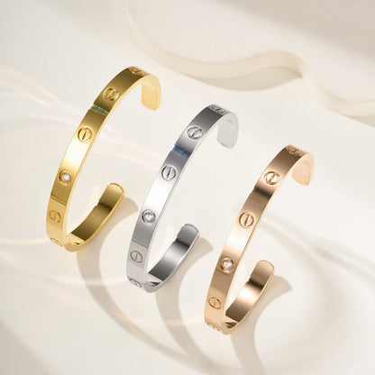 [Luna Brilliance]LOVE BRACELET 6.1MM 1 DIAMOND OPEN CUFF
