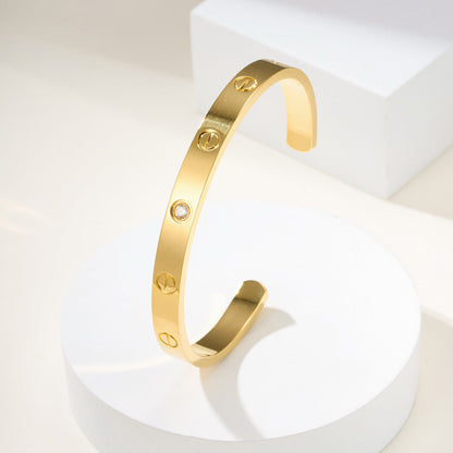 [Luna Brilliance]LOVE BRACELET 6.1MM 1 DIAMOND OPEN CUFF