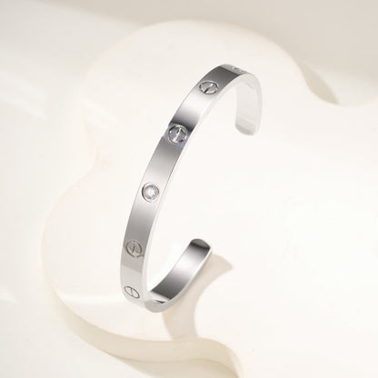 [Luna Brilliance]LOVE BRACELET 6.1MM 1 DIAMOND OPEN CUFF