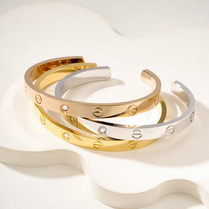 [Luna Brilliance]LOVE BRACELET 6.1MM 1 DIAMOND OPEN CUFF