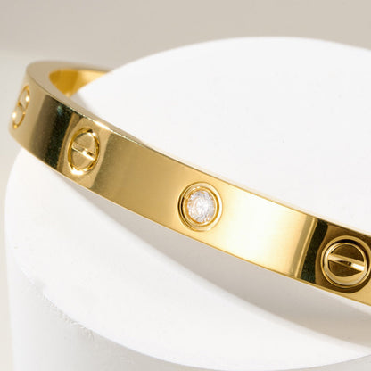 [Luna Brilliance]LOVE BRACELET 6.1MM 1 DIAMOND OPEN CUFF