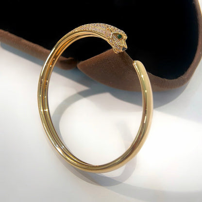 [Luna Brilliance]PANTHERE HALF DIAMOND OPEN BRACELET