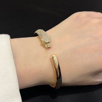 [Luna Brilliance]PANTHERE HALF DIAMOND OPEN BRACELET
