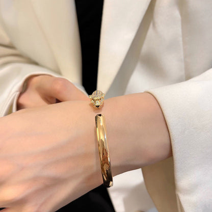 [Luna Brilliance]PANTHERE HALF DIAMOND OPEN BRACELET