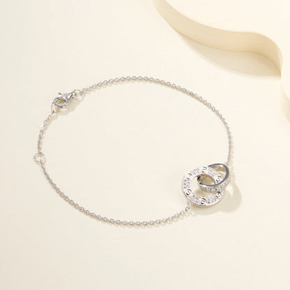 [Luna Brilliance]LOVE DOUBLE RING FULL DIAMOND BRACELET