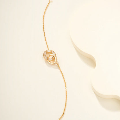 [Luna Brilliance]LOVE DOUBLE RING FULL DIAMOND BRACELET