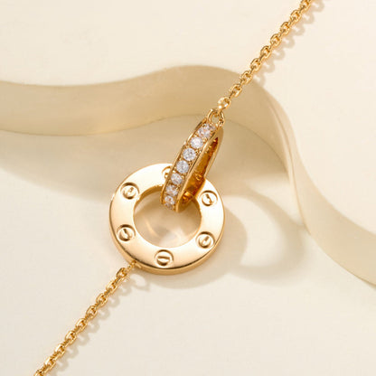 [Luna Brilliance]LOVE DOUBLE RING FULL DIAMOND BRACELET