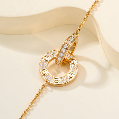 [Luna Brilliance]LOVE DOUBLE RING FULL DIAMOND BRACELET