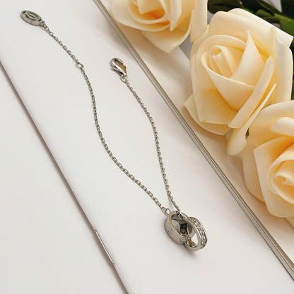 [Luna Brilliance]LOVE DOUBLE RING HALF DIAMOND BRACELET