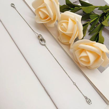 [Luna Brilliance]LOVE DOUBLE RING HALF DIAMOND BRACELET