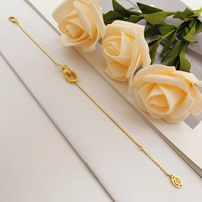 [Luna Brilliance]LOVE DOUBLE RING HALF DIAMOND BRACELET