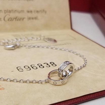 [Luna Brilliance]LOVE DOUBLE RING HALF DIAMOND BRACELET
