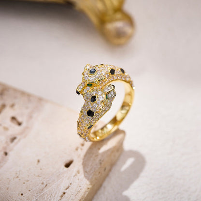 [Luna Brilliance]PANTHERE DOUBLE HEADED FULL DIAMOND  RING