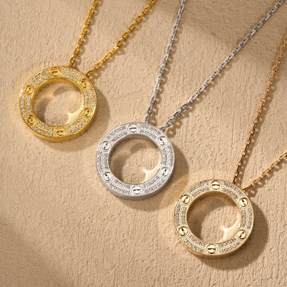 [Luna Brilliance]LOVE NECKLACE 16MM  FULL DIAMOND