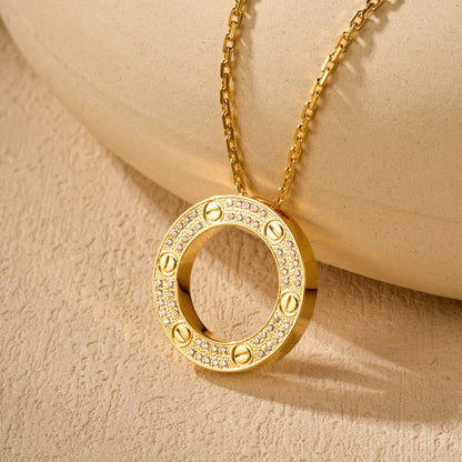 [Luna Brilliance]LOVE NECKLACE 16MM  FULL DIAMOND
