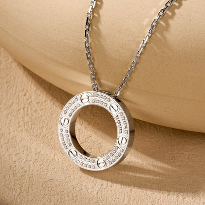 [Luna Brilliance]LOVE NECKLACE 16MM  FULL DIAMOND