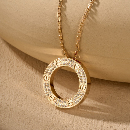 [Luna Brilliance]LOVE NECKLACE 16MM  FULL DIAMOND