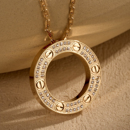 [Luna Brilliance]LOVE NECKLACE 16MM  FULL DIAMOND