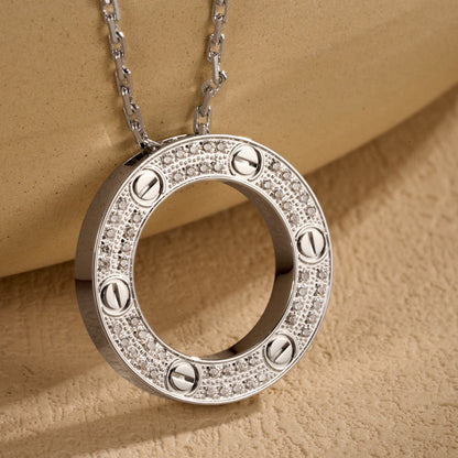 [Luna Brilliance]LOVE NECKLACE 16MM  FULL DIAMOND