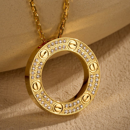 [Luna Brilliance]LOVE NECKLACE 16MM  FULL DIAMOND