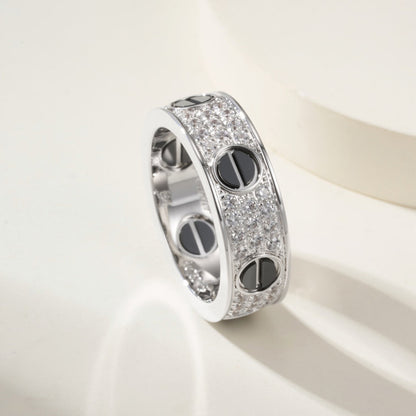 [Luna Brilliance]LOVE RING 5.5MM DIAMONDS PAVED CERAMIC
